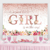 Lofaris Rose Gold Sweet Girl Is On The Way Baby Shower Backdrop